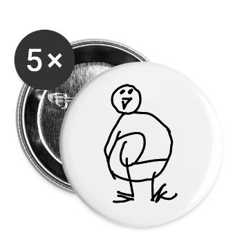 Pingouin Gribouillis - Lot de 5 grands badges (56 mm) - blanc - Devant