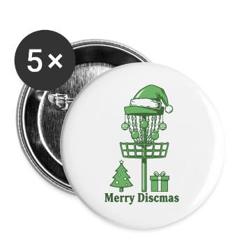 Merry Discsmas Disc Golf Basket Christmas Tree - Buttons large 2.2''/56 mm (5-pack) - white - Front