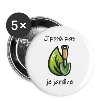 Ich kann nicht gärtnern – Gärtnerhumor - Buttons groß 56 mm (5er Pack) - Weiß - Vorne