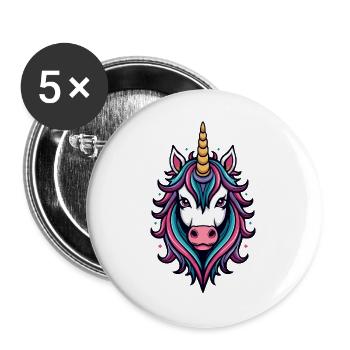 Wild Unicorn Neon Splendor - Buttons large 2.2''/56 mm (5-pack) - white - Front