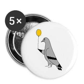 Pigeon with Balloon – Urban Minimal Art - Buttons large 2.2''/56 mm (5-pack) - white - Front