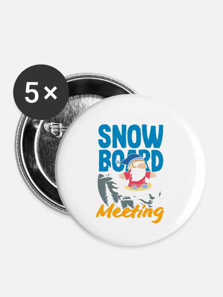 Snowboarden Snowboardtreffen Sessellift - Buttons groß 56 mm (5er Pack) - Weiß