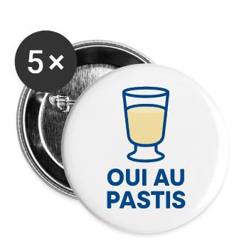 O.u.i au Pastis - Marseille - 13 - Lot de 5 grands badges (56 mm) - blanc - Devant