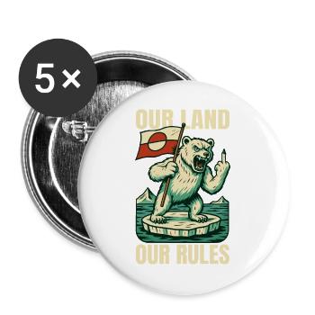Notre terre, nos règles, le Groenland n’est pas à vendre - Lot de 5 grands badges (56 mm) - blanc - Devant