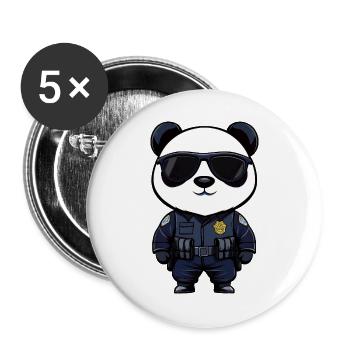 Polizei Pandas - Buttons groß 56 mm (5er Pack) - Weiß - Vorne