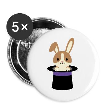 Le Lapin du Chapeau du Magicien - Lot de 5 grands badges (56 mm) - blanc - Devant