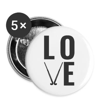 Field Hockey Love - Buttons groß 56 mm (5er Pack) - Weiß - Vorne