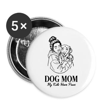 DOG_MOM - Lot de 5 grands badges (56 mm) - blanc - Devant