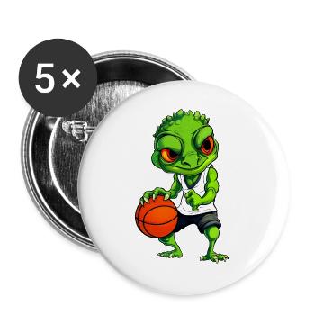 Chamäleon Basketballer - Buttons groß 56 mm (5er Pack) - Weiß - Vorne