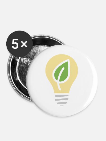 Glühbirne Umwelt Strom - Buttons groß 56 mm (5er Pack) - Weiß