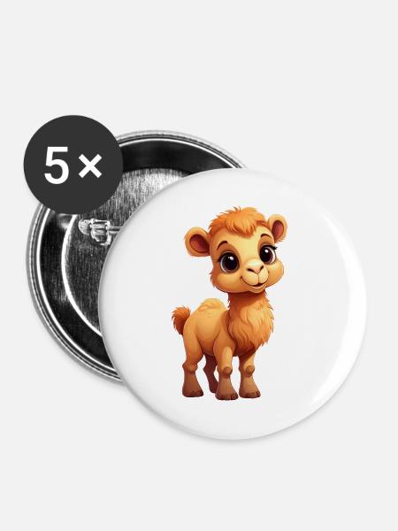 Kamel / Dromedar - Buttons groß 56 mm (5er Pack) - Weiß