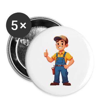 Mechanic or craftsman - Buttons large 2.2''/56 mm (5-pack) - white - Front