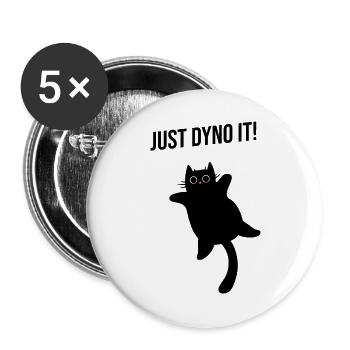 Cat grimpe dynamiquement en escaladant la voie Dyno Boulder - Lot de 5 grands badges (56 mm) - blanc - Devant