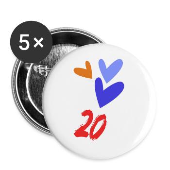20. 20th ANNIVERSARY. 20 YEARS ANNIVERSARY. 20 YEARS. - Buttons large 2.2''/56 mm (5-pack) - white - Front