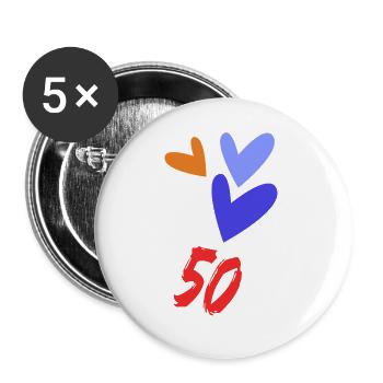 50. 50 YEARS. 50th ANNIVERSARY. 50 YEARS ANNIVERSARY. - Buttons large 2.2''/56 mm (5-pack) - white - Front