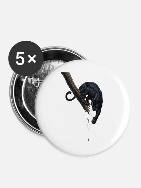 Nachtpanther am Ast - Buttons groß 56 mm (5er Pack) - Weiß