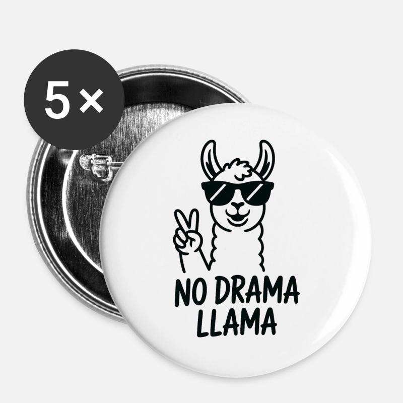 No Drama Llama Peace Sign - Buttons large 2.2''/56 mm (5-pack) - white