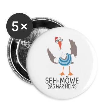 SEH-MÖWE That was mine – Funny Seagull Cartoon - Buttons large 2.2''/56 mm (5-pack) - white - Front