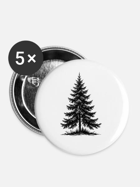 Tanne - Buttons groß 56 mm (5er Pack) - Weiß