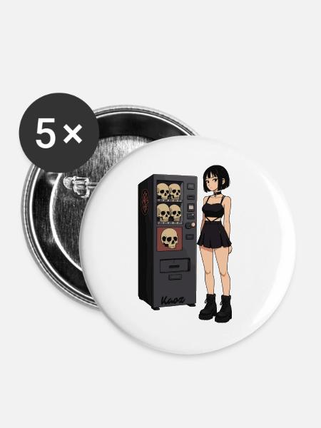 Skull Vending Machine Goth-Mädchen - Buttons groß 56 mm (5er Pack) - Weiß