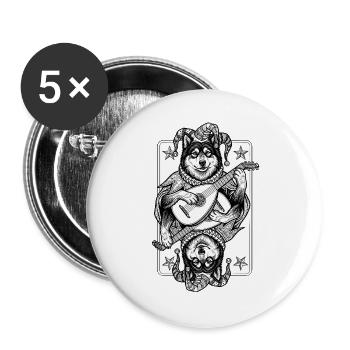 Eurasier | Jester | Karten - Buttons groß 56 mm (5er Pack) - Weiß - Vorne