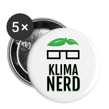 Klima Nerd Funny Plant Lover Green Nature Graphic - Buttons groß 56 mm (5er Pack) - Weiß - Vorne