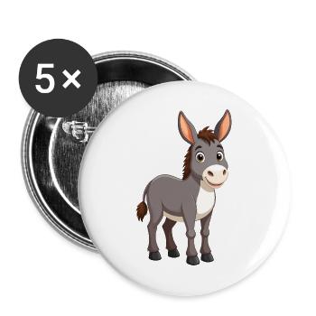 Esel - Buttons groß 56 mm (5er Pack) - Weiß - Vorne