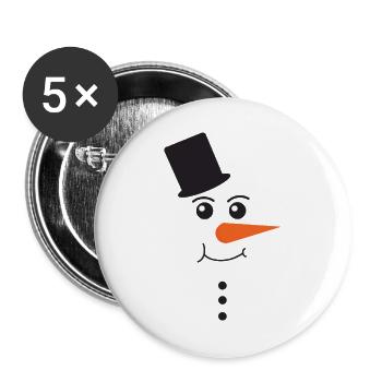 Snowman Face With Black Top Hat Winter Art - Buttons groß 56 mm (5er Pack) - Weiß - Vorne