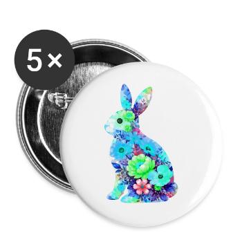 Hase Aquarell Ostern Silhouette - Buttons groß 56 mm (5er Pack) - Weiß - Vorne