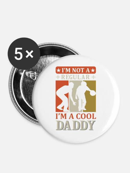 Cool Daddy lustiges Pappa-Shirt - Buttons groß 56 mm (5er Pack) - Weiß