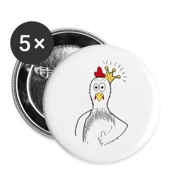Chicken with crown - Buttons large 2.2''/56 mm (5-pack) - white - Front