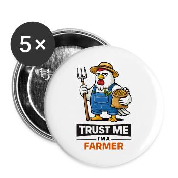Imagine de poulet fermier Trust Me - Lot de 5 grands badges (56 mm) - blanc - Devant