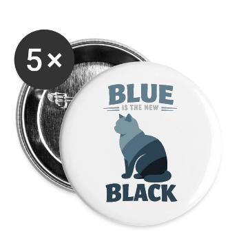 BKH Blue: Minimalist "Blue is the new Black" - Buttons groß 56 mm (5er Pack) - Weiß - Vorne