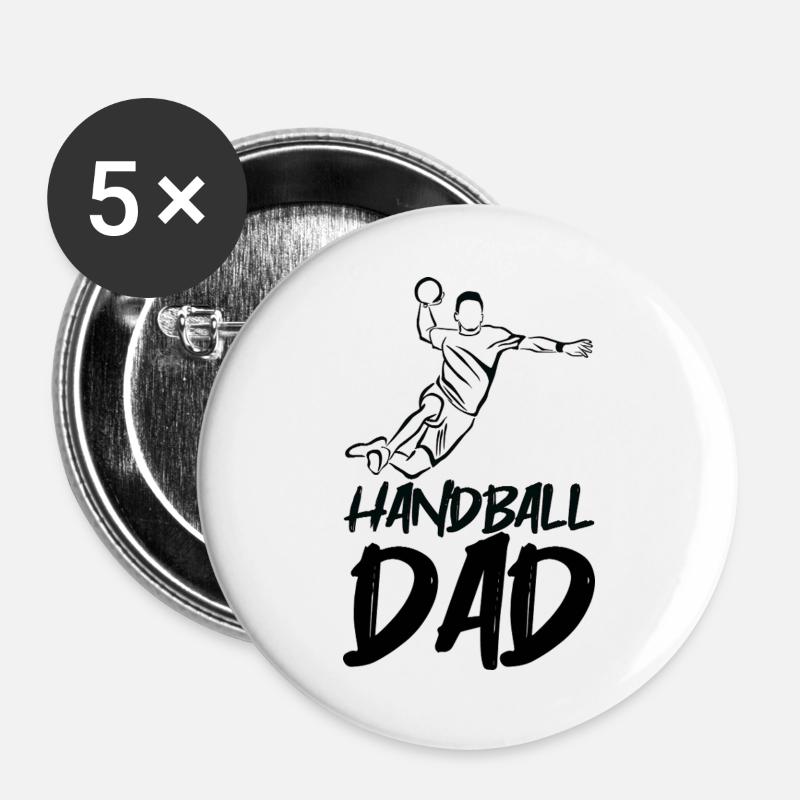 Handballer Papa - Buttons groß 56 mm (5er Pack) - Weiß