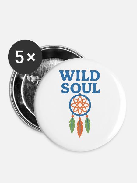 Wilde Seele Traumfänger - Buttons groß 56 mm (5er Pack) - Weiß
