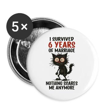 6th Wedding Anniversary Gift Husband Husband Wife - Buttons large 2.2''/56 mm (5-pack) - white - Front