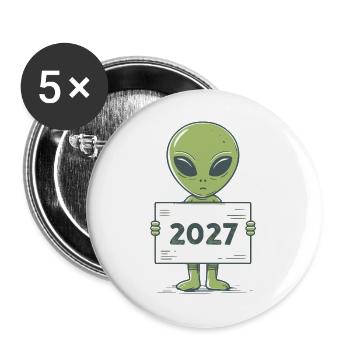 Extraterrestre vert - Lot de 5 grands badges (56 mm) - blanc - Devant