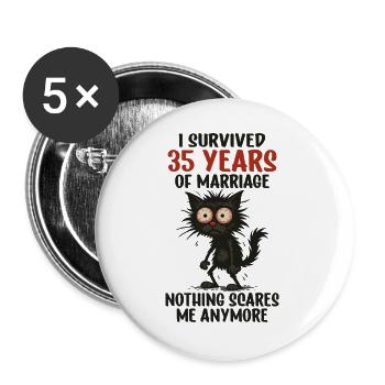 35 Hochzeitstag Geschenk Mann Frau Ehemann Ehefrau - Buttons groß 56 mm (5er Pack) - Weiß - Vorne