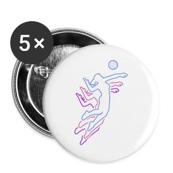 Volleyball Mädchen Volleyballerin Beachvolleyball - Buttons groß 56 mm (5er Pack) - Weiß - Vorne