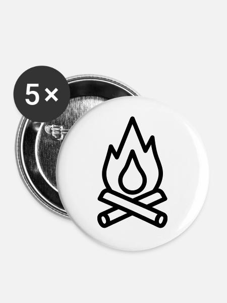 Lagerfeuer - Buttons groß 56 mm (5er Pack) - Weiß