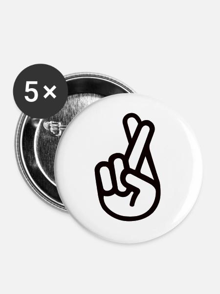 Gekreuzte Finger - Fingers crossed - Buttons groß 56 mm (5er Pack) - Weiß