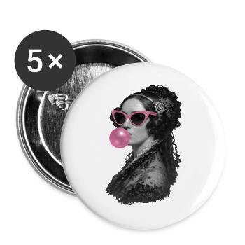 Ada Lovelace with pink sunglasses and bubblegum - Buttons large 2.2''/56 mm (5-pack) - white - Front