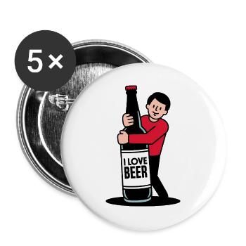 Bierliebe-Zeichentrickfilm - Buttons groß 56 mm (5er Pack) - Weiß - Vorne