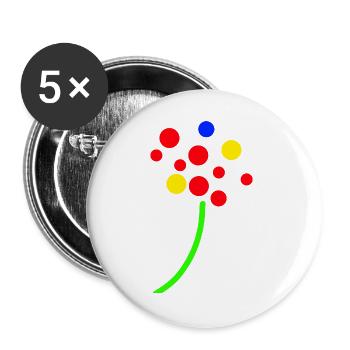 Konfetti Neon Blumenstrauß - Buttons groß 56 mm (5er Pack) - Weiß - Vorne