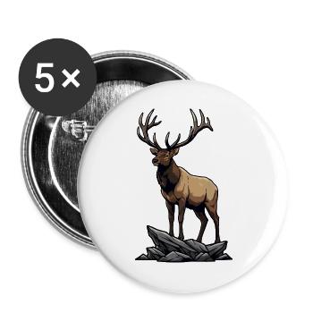 Majestic Elk Elk Wilderness Rock - Buttons large 2.2''/56 mm (5-pack) - white - Front