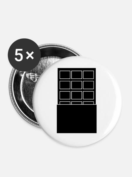 Schokolade - Buttons groß 56 mm (5er Pack) - Weiß