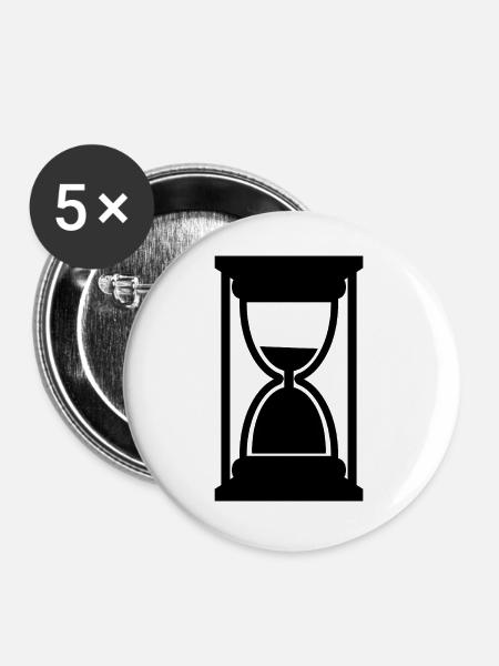 Sanduhr - Buttons groß 56 mm (5er Pack) - Weiß
