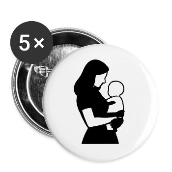 Mommy Baby T-Shirt – Mother Love Silhouette - Buttons groß 56 mm (5er Pack) - Weiß - Vorne