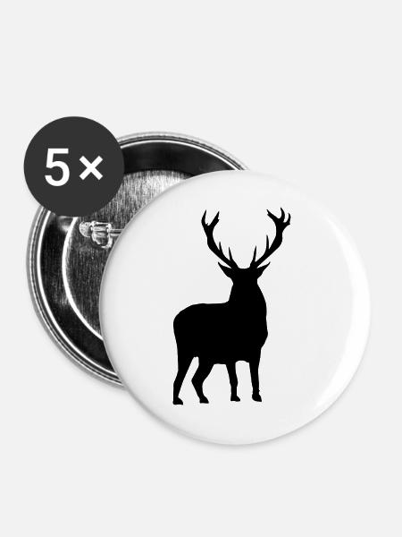 Hirsch - Buttons groß 56 mm (5er Pack) - Weiß