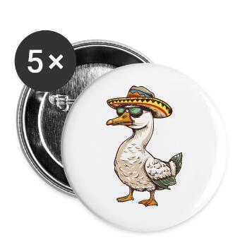Gans Comic Lustig Sombrero - Buttons groß 56 mm (5er Pack) - Weiß - Vorne